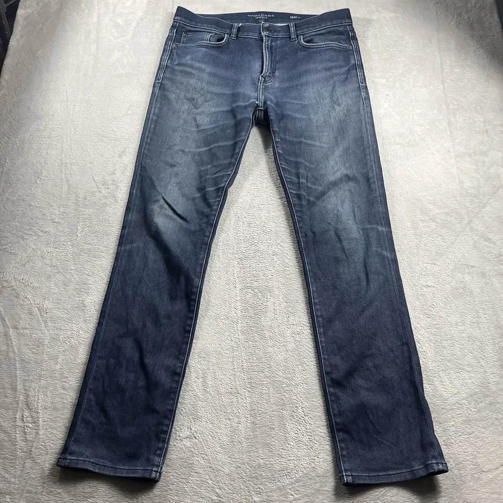 Banana‎ Republic Travelers Jeans Navy Blue Denim Mens 33x31* Pants Slim Fit